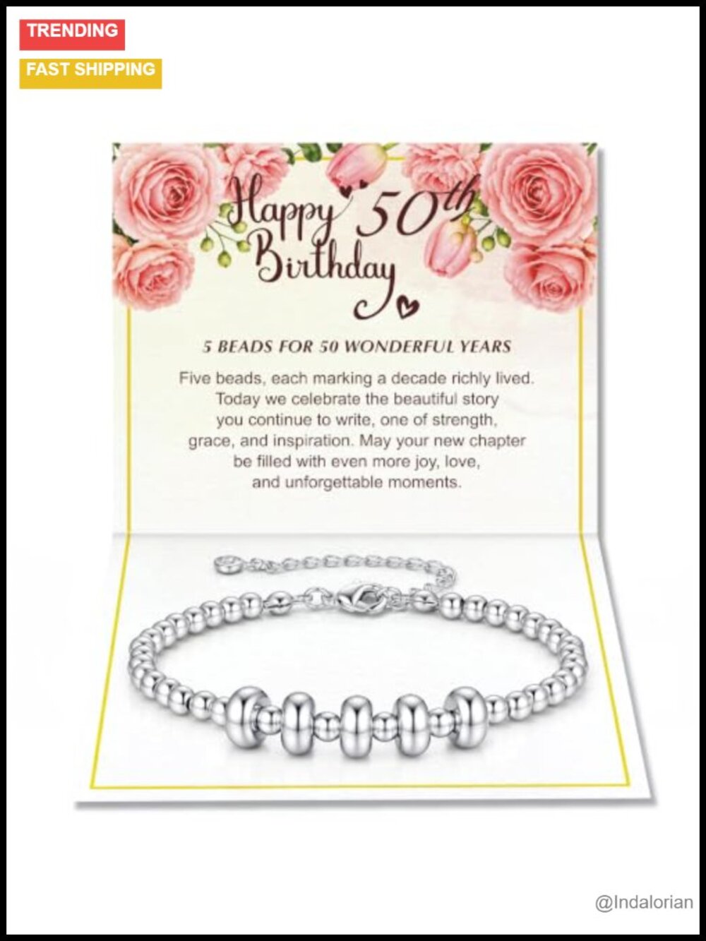 Birthday Gift Bracelet 14K White Gold Plated Charm Link for Women 30th 40th 50th